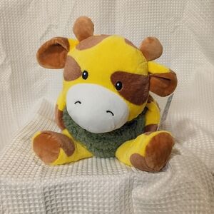 Comfort Bay Yellow and Brown Giraffe Plush with Green Belly Accent